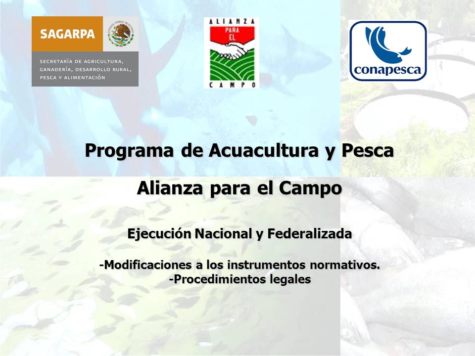 Programa de Acuacultura y Pesca Alianza para el Campo Ejecución Nacional y Federalizada -Modificaciones a los instrumentos normativos.