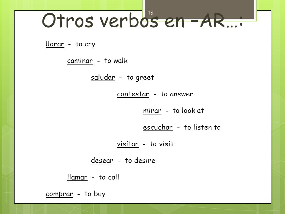 15 Present-tense verbs in Spanish can have several English equivalents.