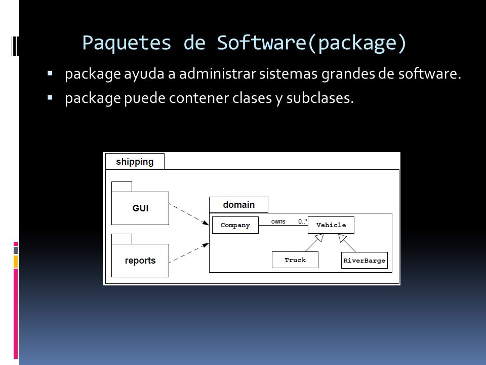 Paquetes de Software(package)  package ayuda a administrar sistemas grandes de software.