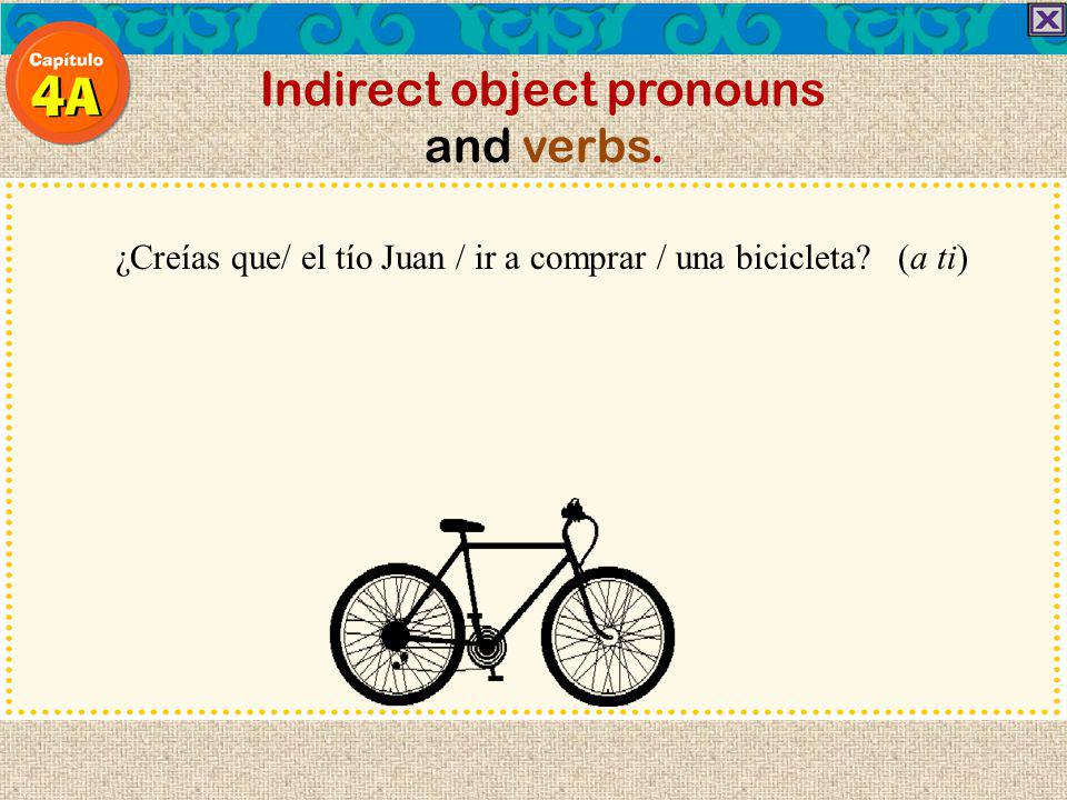 Indirect object pronouns and verbs. En mi cumpleaños / mamá / cocinar / galletas.