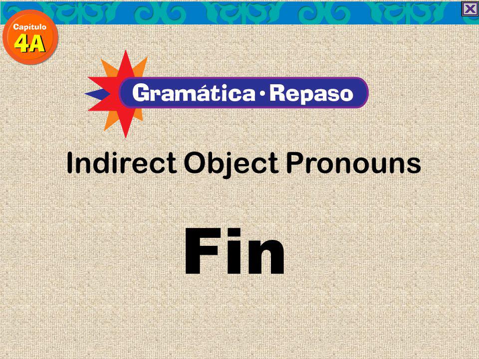 Indirect object pronouns and verbs. Fin