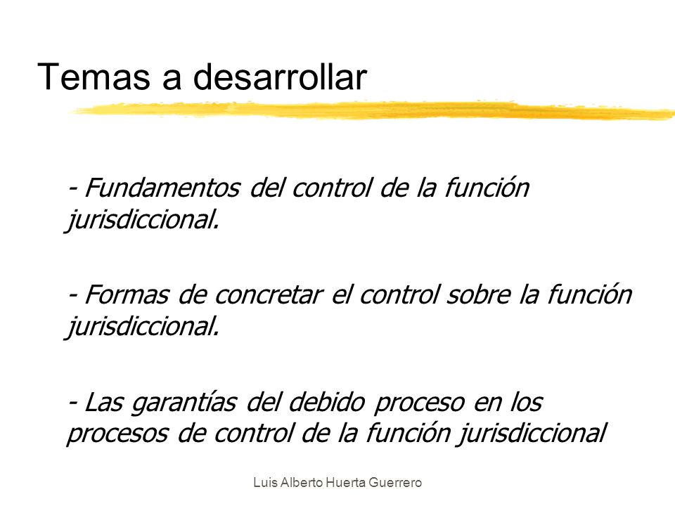 Luis Alberto Huerta Guerrero Temas a desarrollar - Fundamentos del control de la función jurisdiccional.