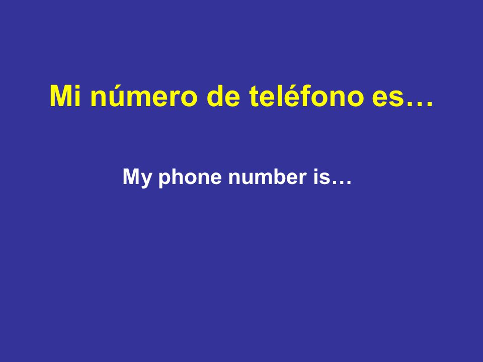 Mi número de teléfono es… My phone number is…