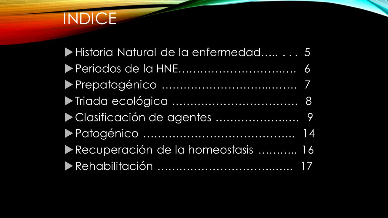 INDICE  Historia Natural de la enfermedad…  Periodos de la HNE……………………….….