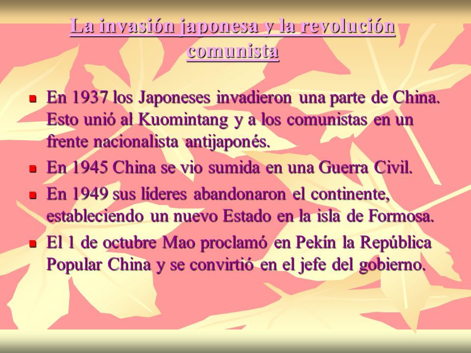 RevoluciÓn China Eje Cronológico Eje Cronológico 1917 Proclamación De La República China Con El 9097