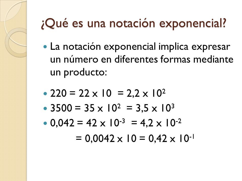 La notación exponencial implica expresar un número en diferentes formas mediante un producto: ¿Qué es una notación exponencial.