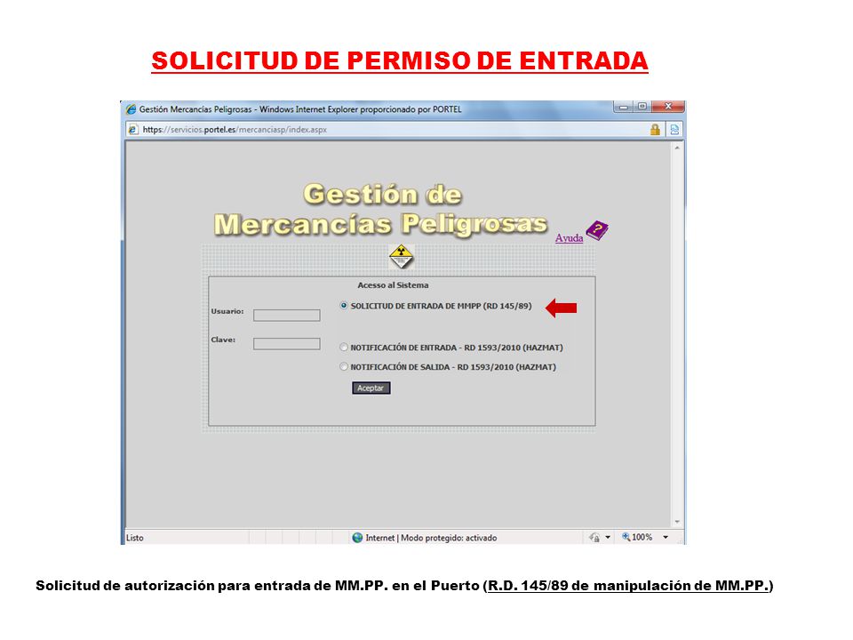 SOLICITUD DE PERMISO DE ENTRADA Solicitud de autorización para entrada de MM.PP.