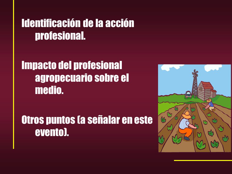 Identificación de la acción profesional. Impacto del profesional agropecuario sobre el medio.