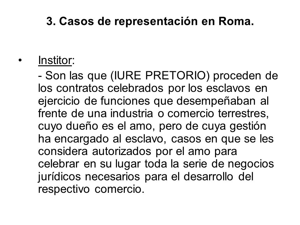 3. Casos de representación en Roma.