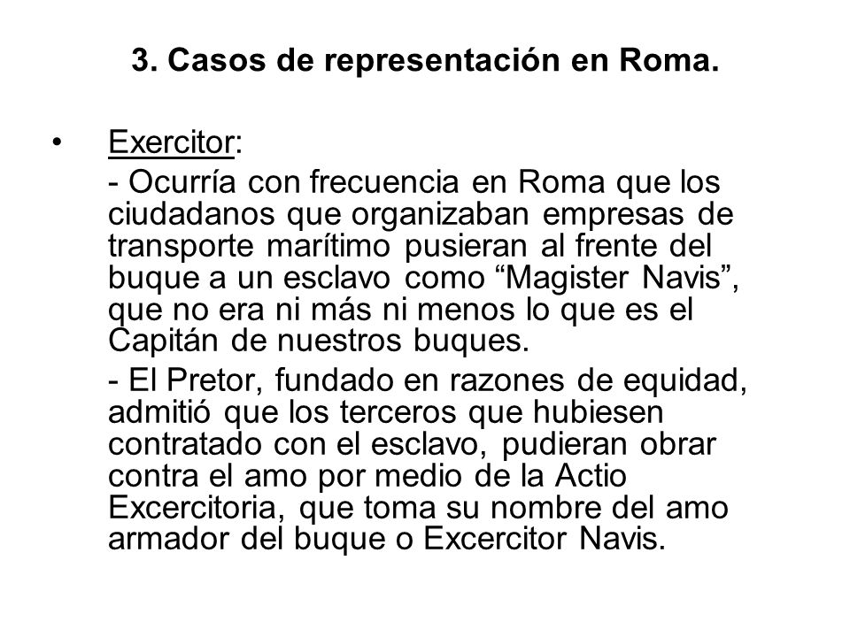 3. Casos de representación en Roma.