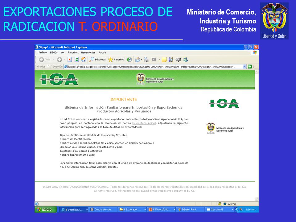 Ministerio de Comercio, Industria y Turismo República de Colombia EXPORTACIONES PROCESO DE RADICACION T.