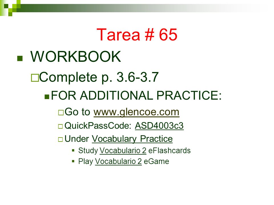 Tarea # 65 WORKBOOK  Complete p.