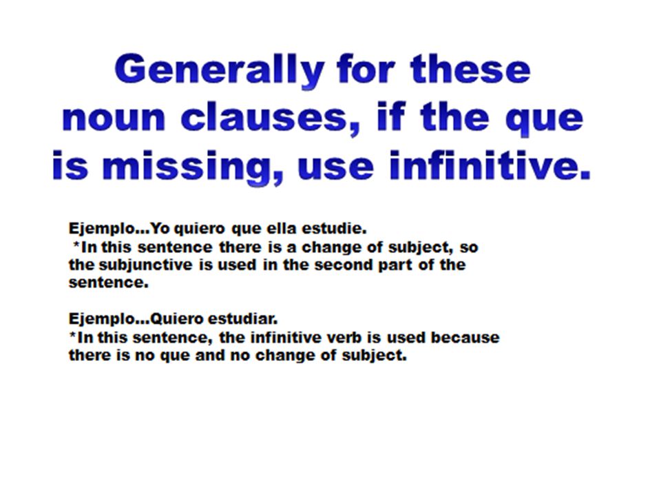 All of the subjunctive sentences in noun clauses, like in the lesson this week, require a change of subject.