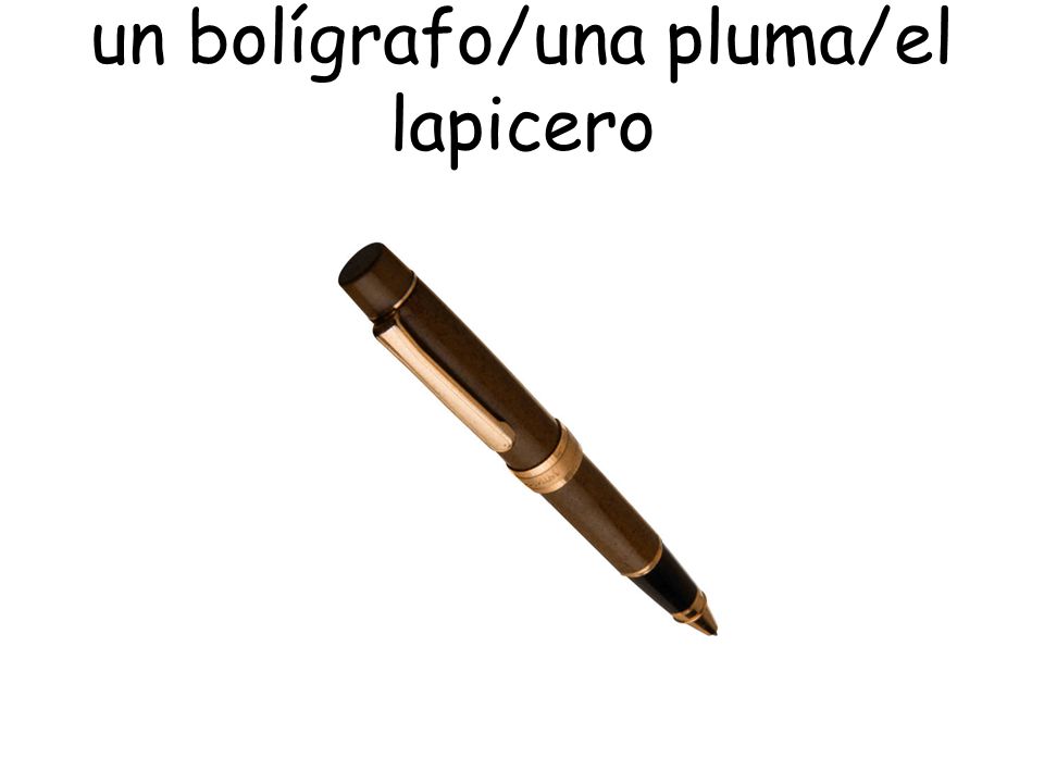 un bolígrafo/una pluma/el lapicero