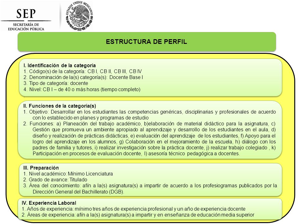 ESTRUCTURA DE PERFIL I. Identificación de la categoría 1.