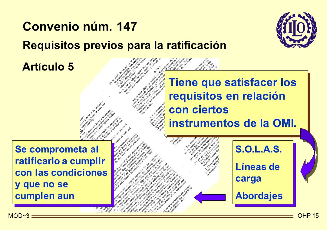 MOD~3OHP 15 Art í culo 5 Requisitos previos para la ratificación Convenio núm.