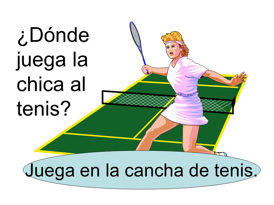 ¿Dónde juega la chica al tenis Juega en la cancha de tenis.