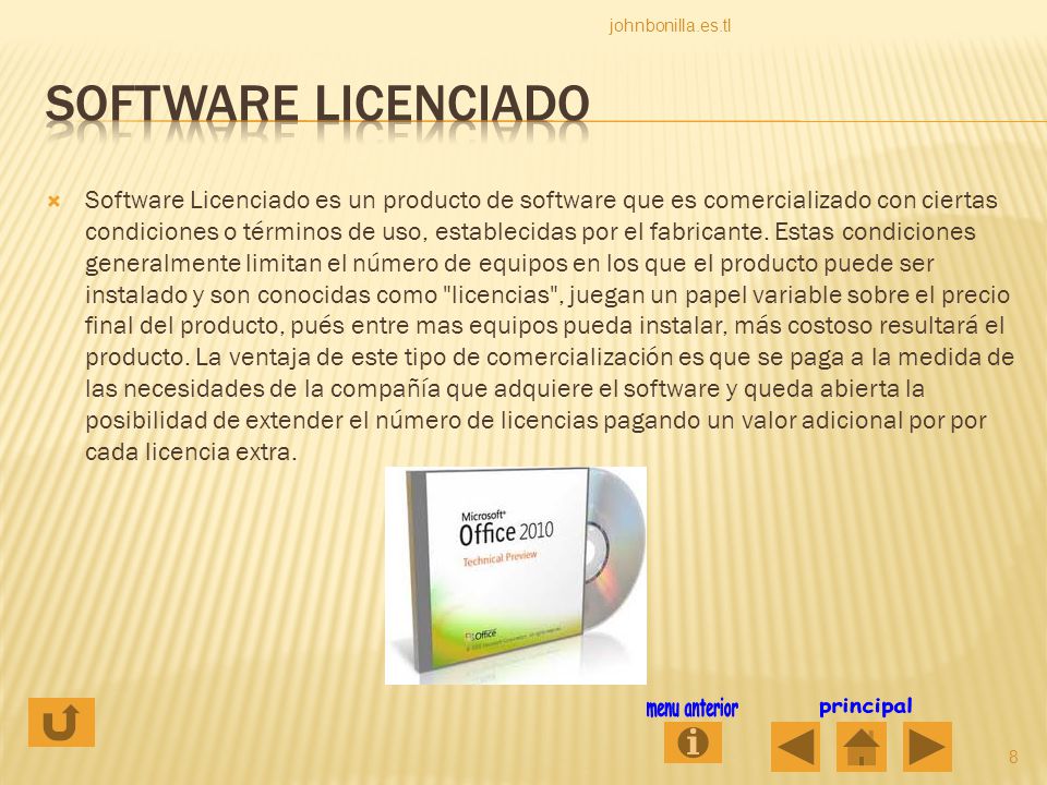 Software Licenciado es un producto de software que es comercializado con ciertas condiciones o términos de uso, establecidas por el fabricante.