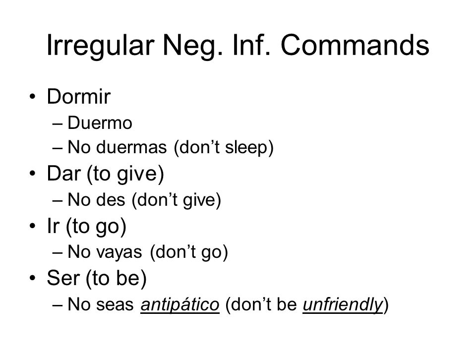 Irregular Neg. Inf.