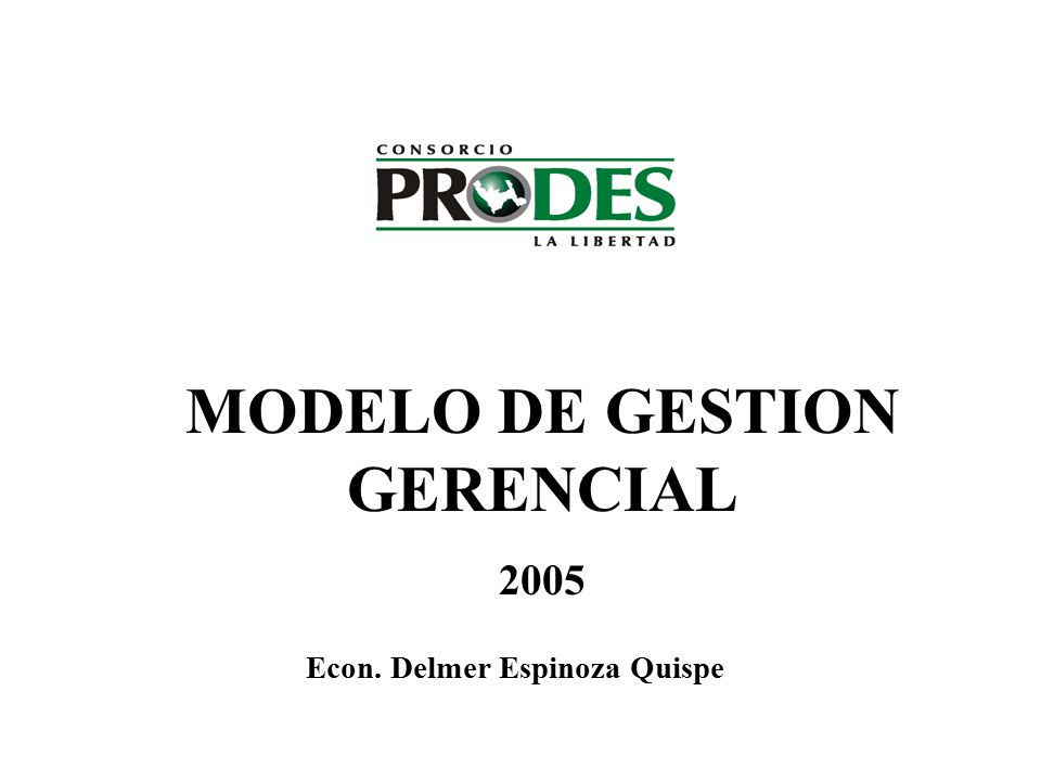 MODELO DE GESTION GERENCIAL 2005 Econ. Delmer Espinoza Quispe