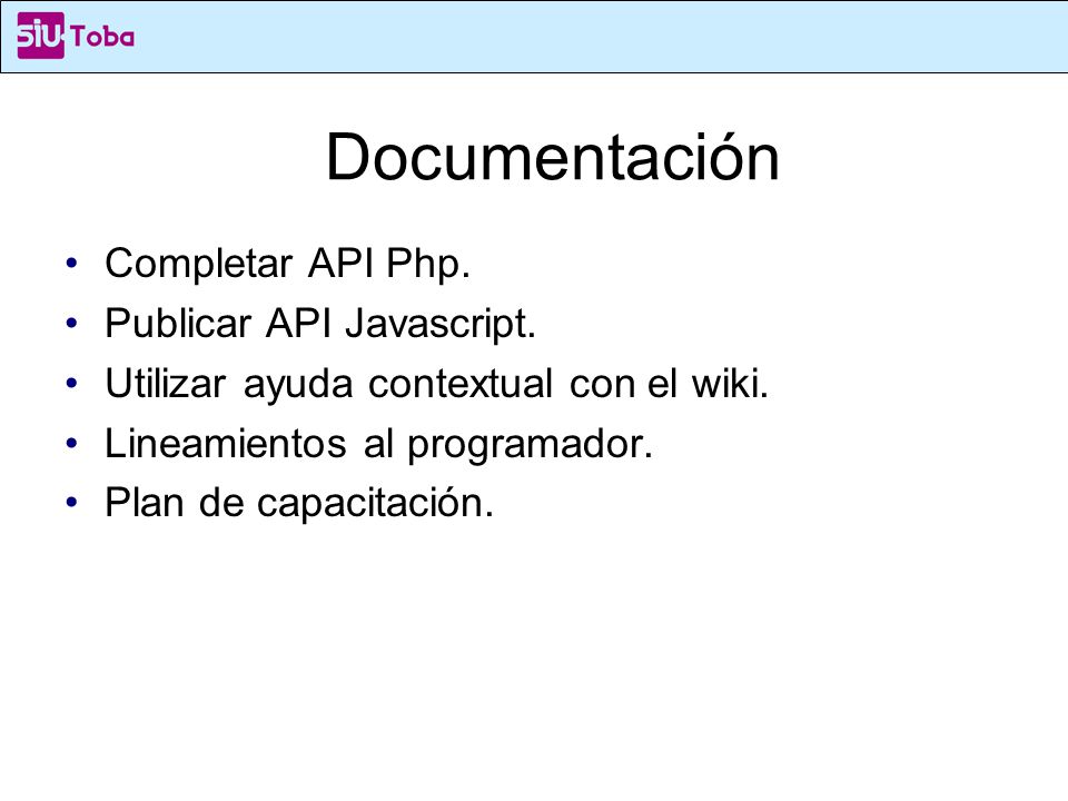 Documentación Completar API Php. Publicar API Javascript.