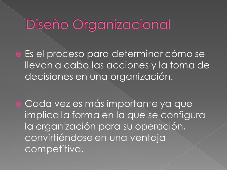  Es el proceso para determinar cómo se llevan a cabo las acciones y la toma de decisiones en una organización.