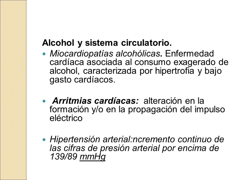 consecuencias del consumo del alcohol en el sistema circulatorio