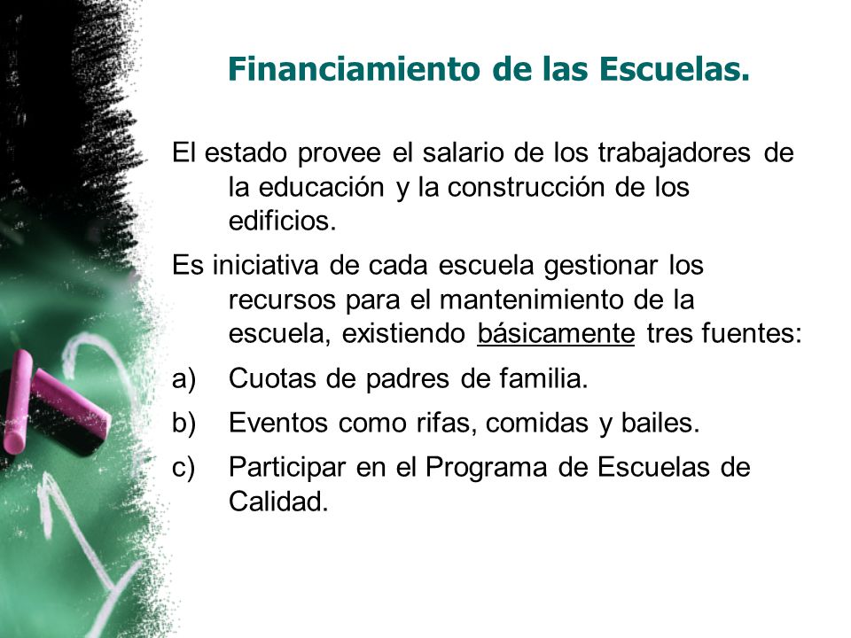 Financiamiento de las Escuelas.