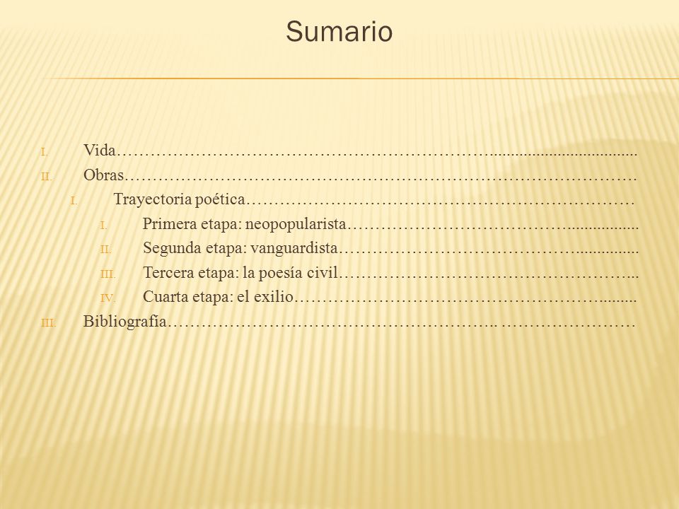 Sumario I. Vida…………………………………………………………