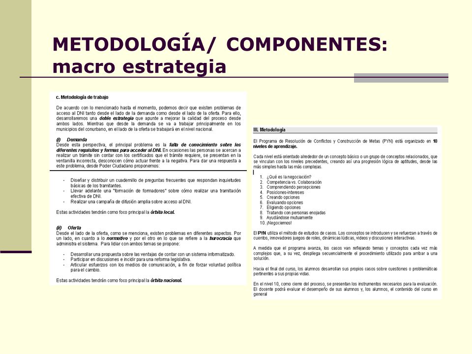 METODOLOGÍA/ COMPONENTES: macro estrategia