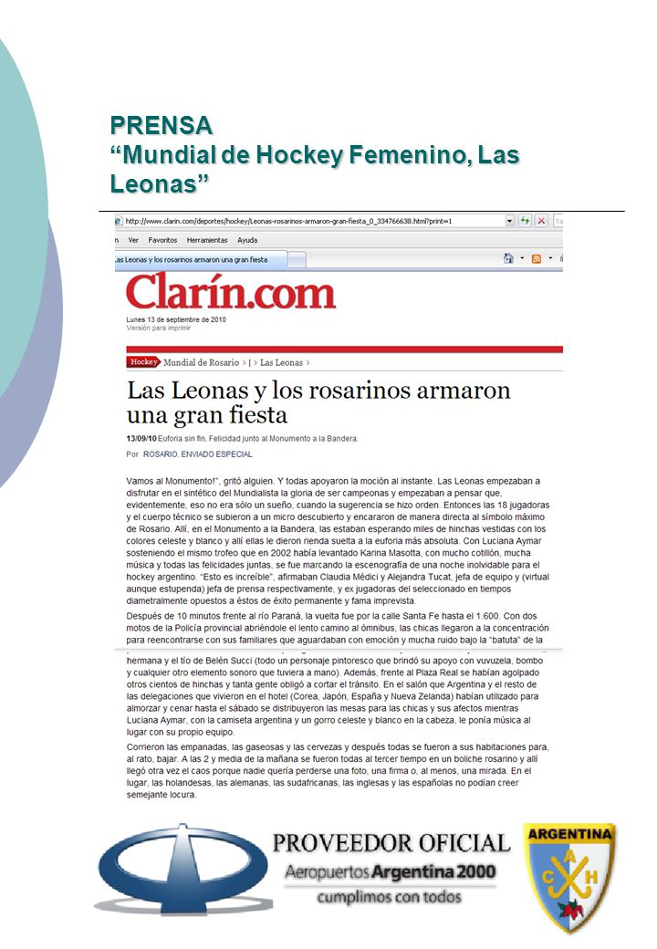 PRENSA Mundial de Hockey Femenino, Las Leonas