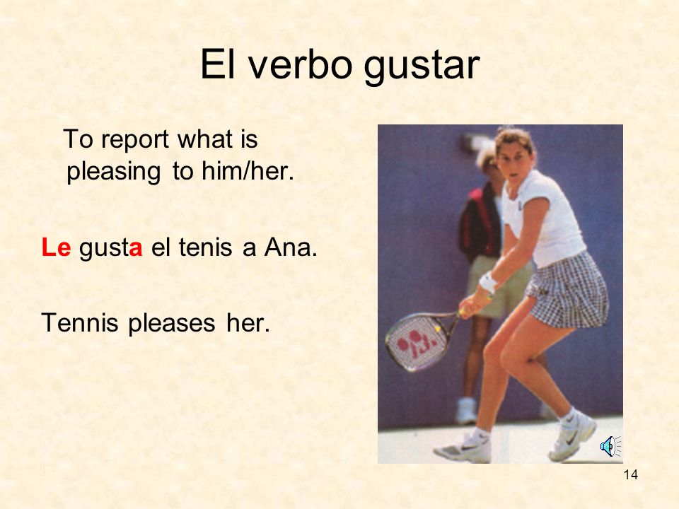 13 El verbo gustar singular To report what is pleasing to him/her.