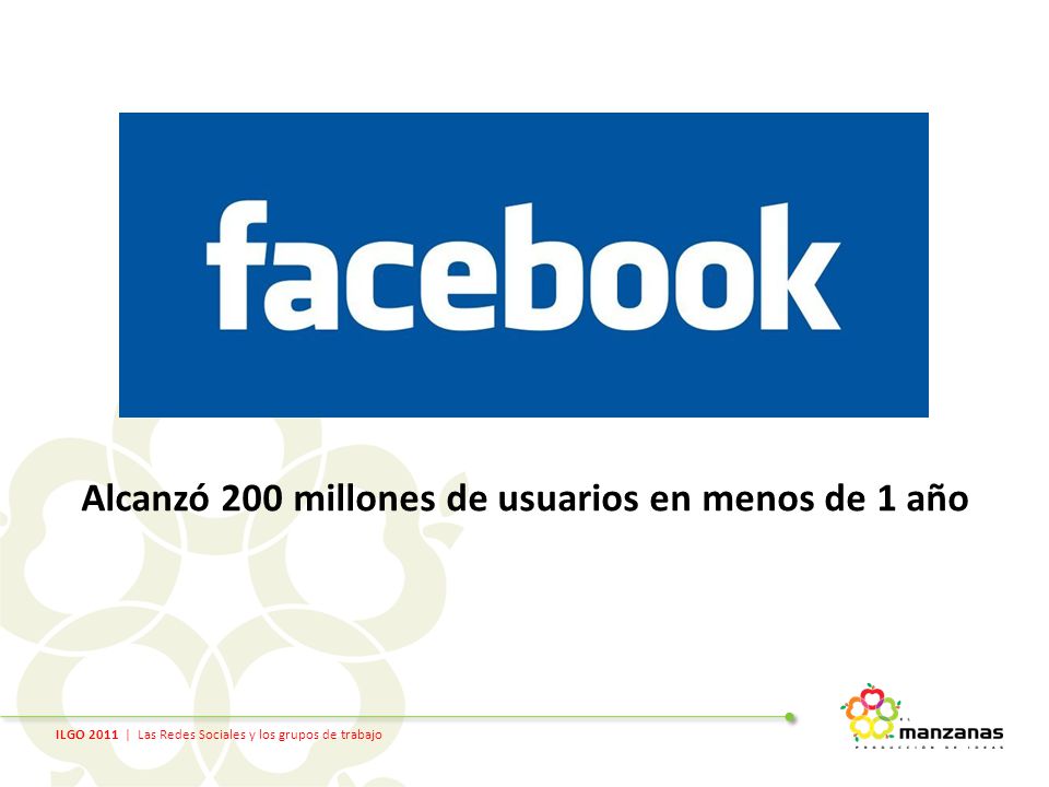 ILGO 2011 | Las Redes Sociales y los grupos de trabajo Alcanzó 200 millones de usuarios en menos de 1 año