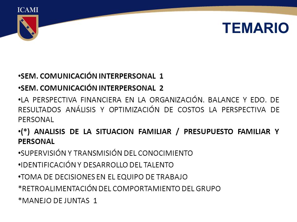 TEMARIO SEM. COMUNICACIÓN INTERPERSONAL 1 SEM.