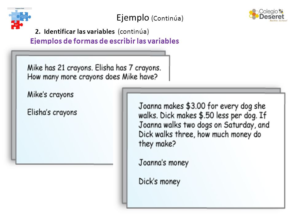 Ejemplos de formas de escribir las variables Ejemplo (Continúa) 2.