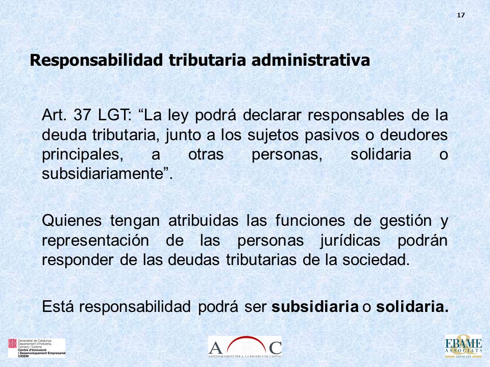 17 Responsabilidad tributaria administrativa Art.