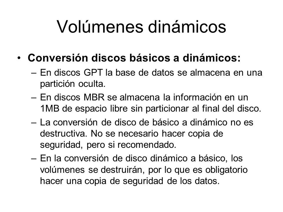 Volúmenes Dinámicos Discos Básicos Un Disco Básico Puede Dividirse En Una O Más Particiones 5381