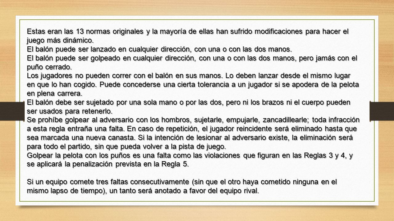 El Básquetbol Reglas del básquetbol Las reglas originales del baloncesto  fueron escritas por el Doctor James Naismith en diciembre de 1891, en  Springfield, - ppt descargar