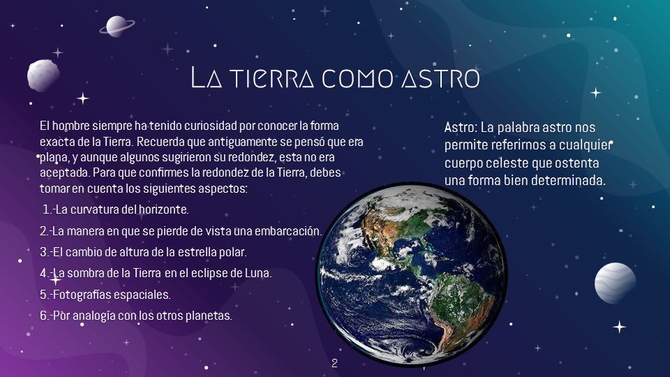 1 La Tierra Como Astro “geografia” Alumnalilia Fernanda Santos Bustamante Grupo “602” Tv 7018