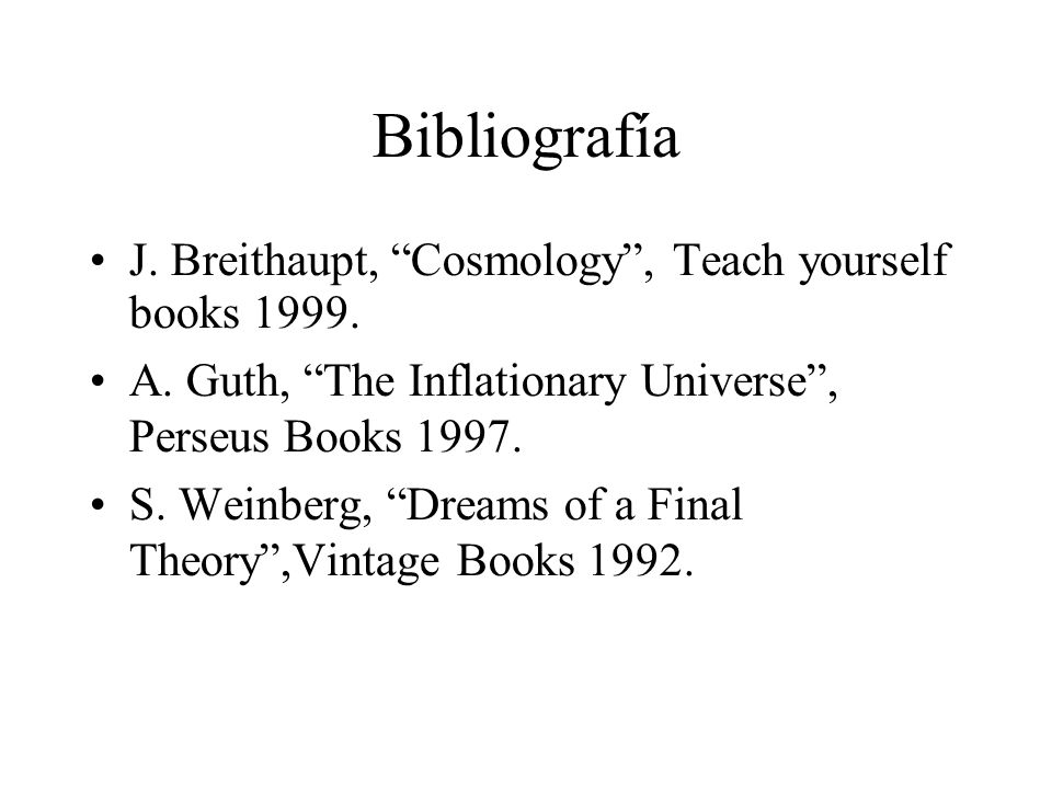 Bibliografía J. Breithaupt, Cosmology , Teach yourself books
