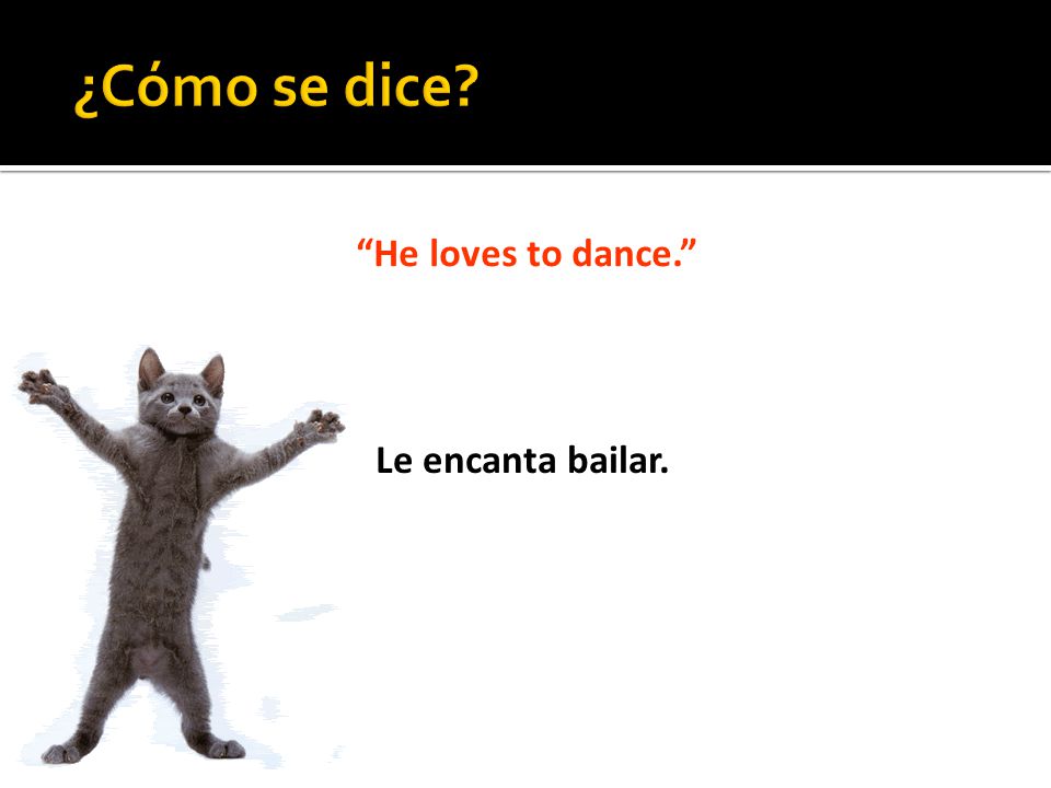 He loves to dance. Le encanta bailar.
