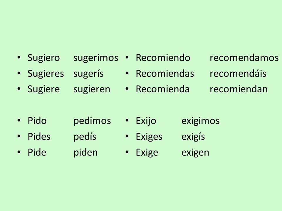 Subjunctive verbs of influence Don’t forget indirect object pronouns.