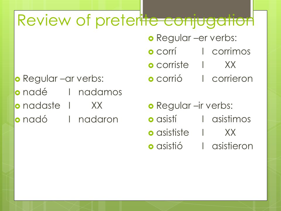 Ven Conmigo 2 Capitulo 7 El Imperfecto You Have Already Learned The Preterite Tense Which Is Used To Describe Events That Started And Finished In Ppt Descargar