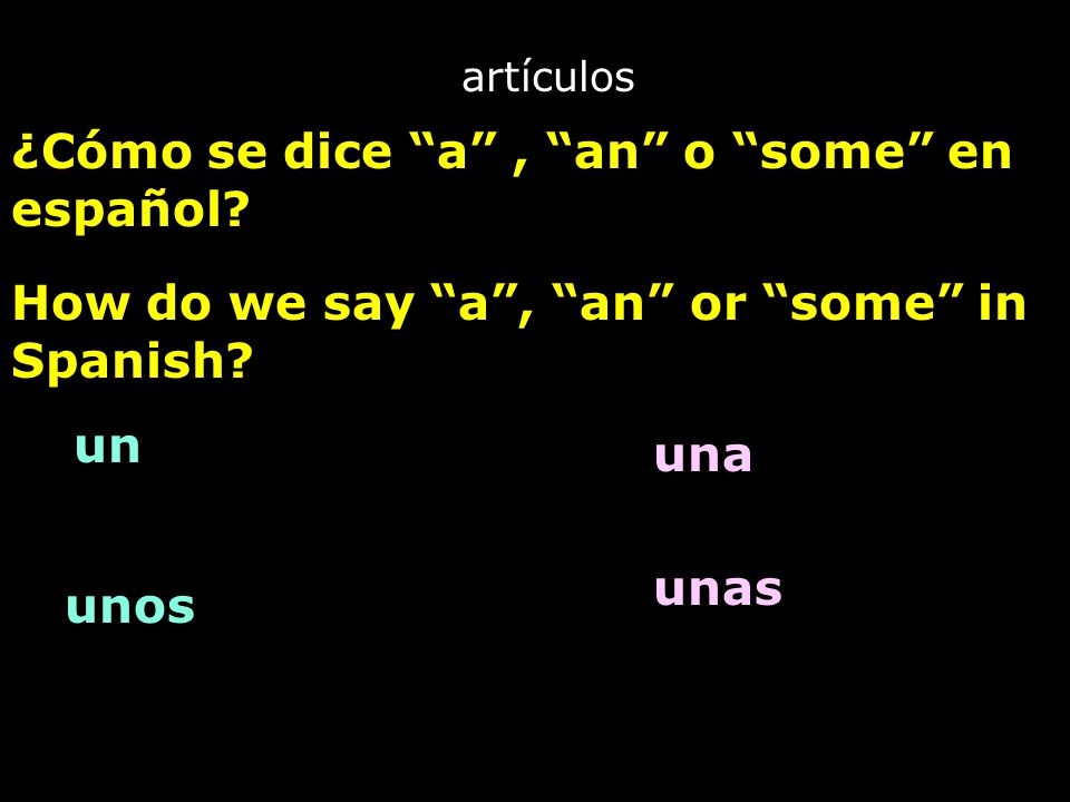 artículos ¿Cómo se dice a , an o some en español.