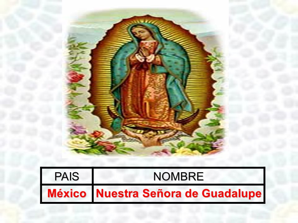 PAISNOMBREMéxico Nuestra Señora de Guadalupe