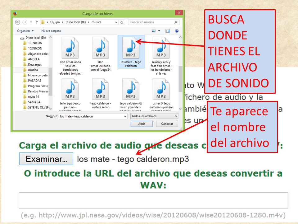 BUSCA DONDE TIENES EL ARCHIVO DE SONIDO Te aparece el nombre del archivo