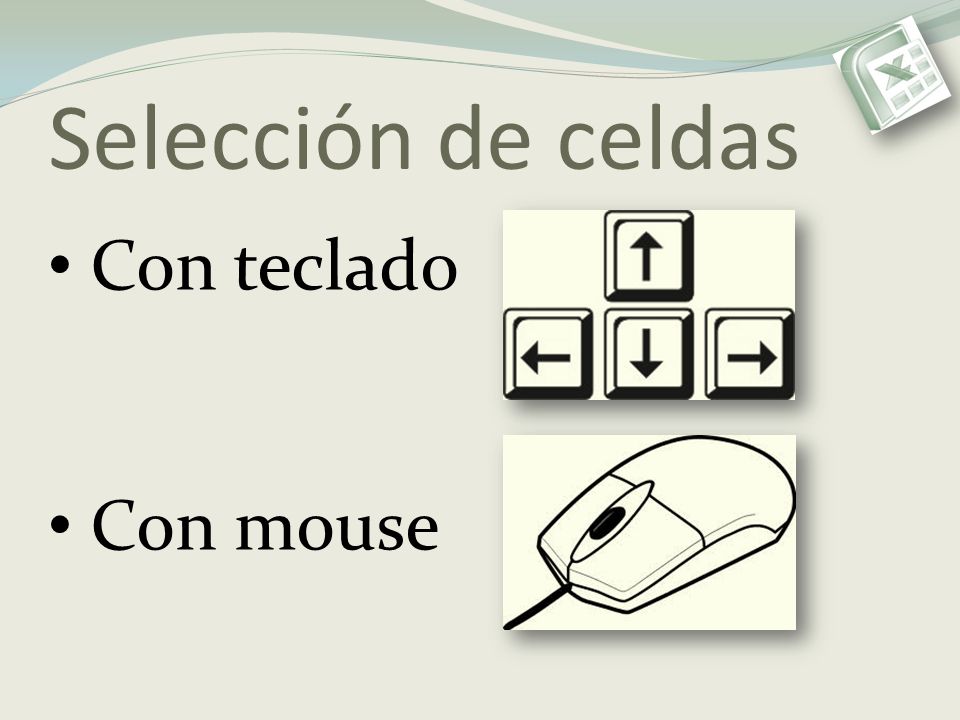 Selección de celdas Con teclado Con mouse