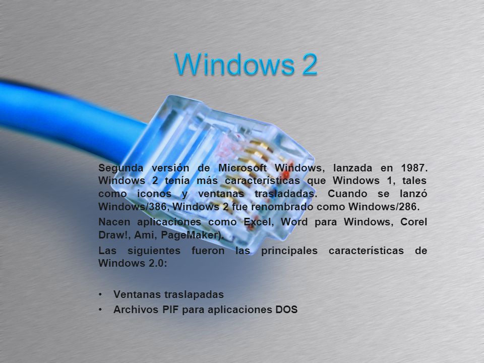Segunda versión de Microsoft Windows, lanzada en 1987.