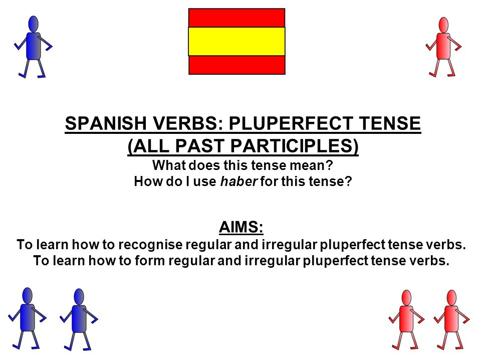 SPANISH VERBS: PLUPERFECT TENSE (ALL PAST PARTICIPLES) What does this tense mean.