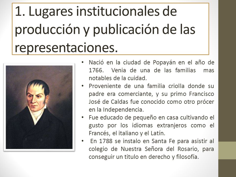 1. Lugares institucionales de producción y publicación de las representaciones.